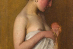 Alberto Boschetti, Nudo femminile con rosa, olio su tela, 87,5 x 55,5 cm, collezione privata