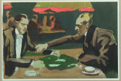 Alfredo Ortelli, Giocatori al tavolo, tempera su carta
