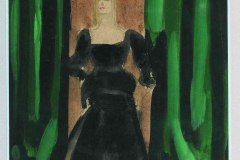 Alfredo Ortelli, Donna in nero seduta, tempera su carta