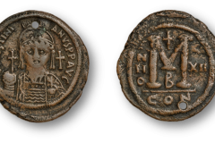 Giustiniano I, follis o 40 nummi, zecca di Costantinopoli, 538/539 d.C.