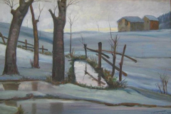 Ettore Calvi, La pozza, 1941, olio su tela, 35 x 50 cm