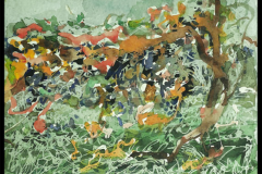 Gino Pellegrini, Paesaggio, 1959, acquerello su carta, 18 x 24 cm