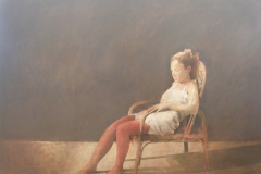 Giorgio Scalco, Arianna e la sedia di vimini, olio su tela, 79 x 110 cm