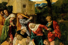 Giovanni Demio, Compianto sul corpo di Cristo, 1530 circa, olio su tela, 280 x 195 cm, chiesa di San Bartolomeo, Lavenone (Brescia)