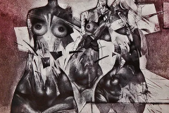 Jiři Brázda (Repubblica Ceca), The three, maniera nera, puntasecca, incisione, 31 x 26 cm