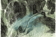 Maria Pina Bentivenga (Italia), Presenza 2013, acquaforte, bulino, puntasecca, pastello a olio e inchiostro, 24 x 24 cm