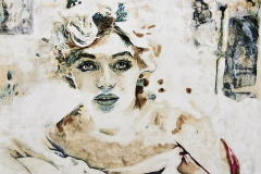 Mushky De Guglielmi (Italia), Marilyn, stampa digitale, pittura con caffè e inchiostro, 70 x 50 cm