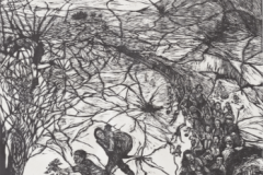  Cynthia Araya Dávalos (Cile), Fronteras humanas, xilografia, 69 x 49 cm 